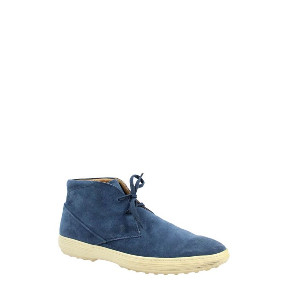 Tods Mens Suede Lace Up Ankle Boots Blue Size 7.5